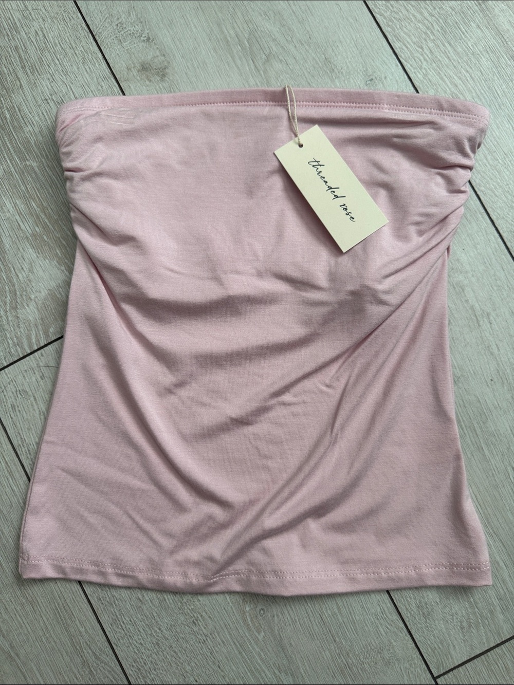 Threaded Rose Dusty Pink Strapless Tube Top
